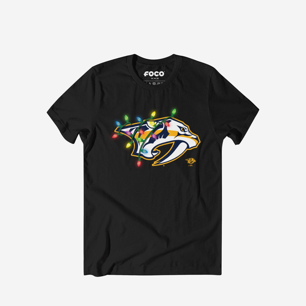 Nashville Predators Primary Logo Holiday Lights T-Shirt FOCO S - FOCO.com
