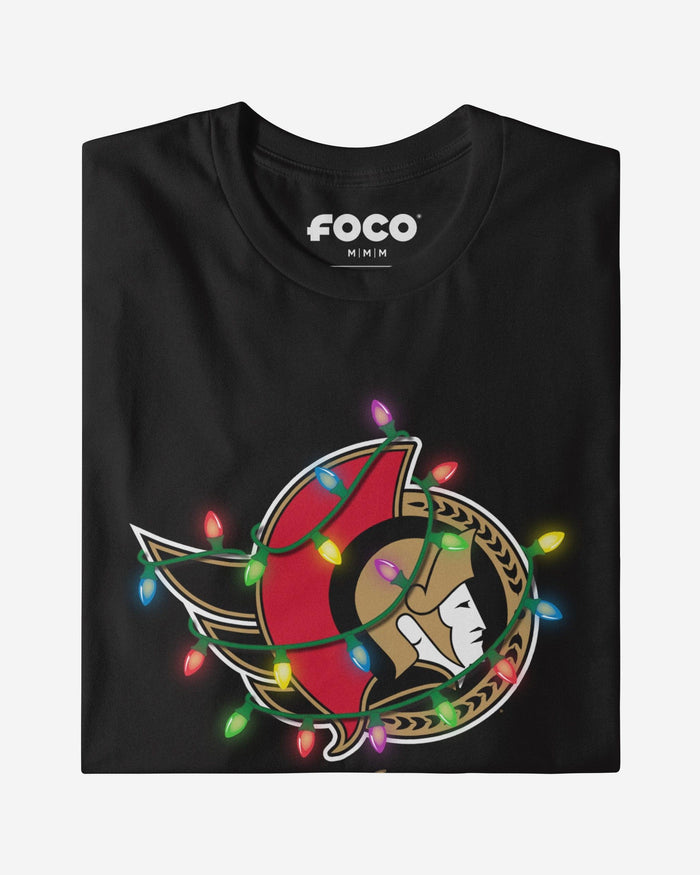 Ottawa Senators Primary Logo Holiday Lights T-Shirt FOCO S - FOCO.com