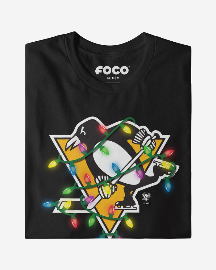 Pittsburgh Penguins Primary Logo Holiday Lights T-Shirt FOCO S - FOCO.com