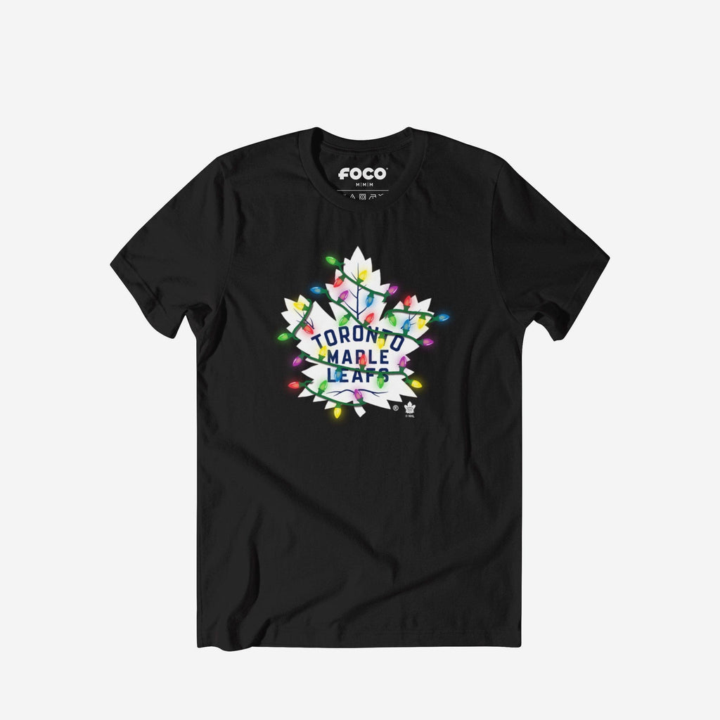 Toronto Maple Leafs Primary Logo Holiday Lights T-Shirt FOCO S - FOCO.com