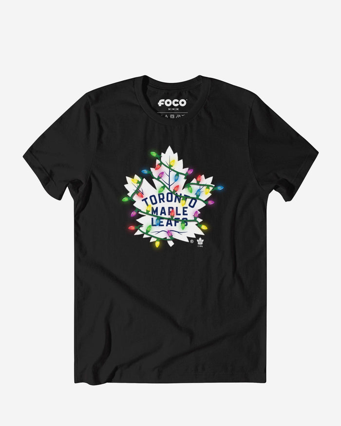 Toronto Maple Leafs Primary Logo Holiday Lights T-Shirt FOCO S - FOCO.com