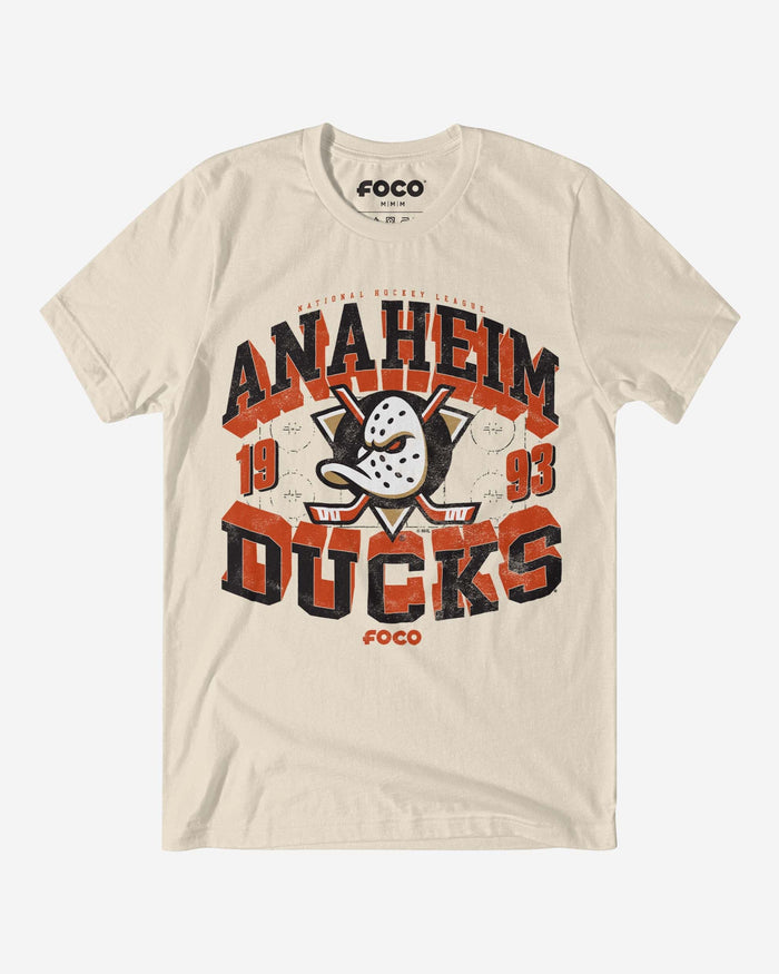 Anaheim Ducks Rink Arched Wordmark T-Shirt FOCO Natural S - FOCO.com