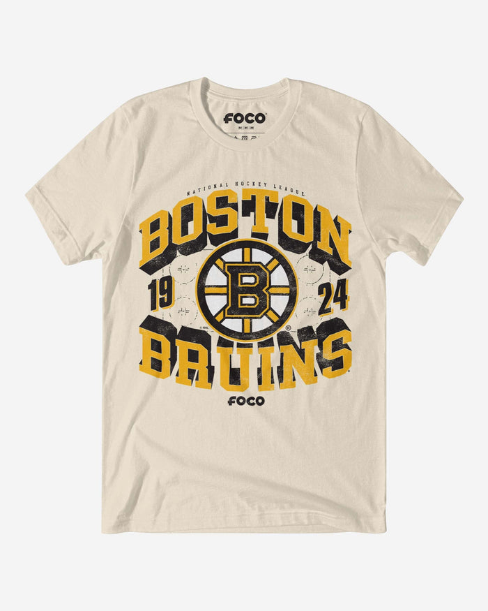 Boston Bruins Rink Arched Wordmark T-Shirt FOCO Natural S - FOCO.com