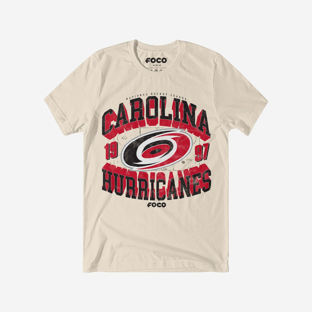 Carolina Hurricanes Rink Arched Wordmark T-Shirt FOCO Natural S - FOCO.com