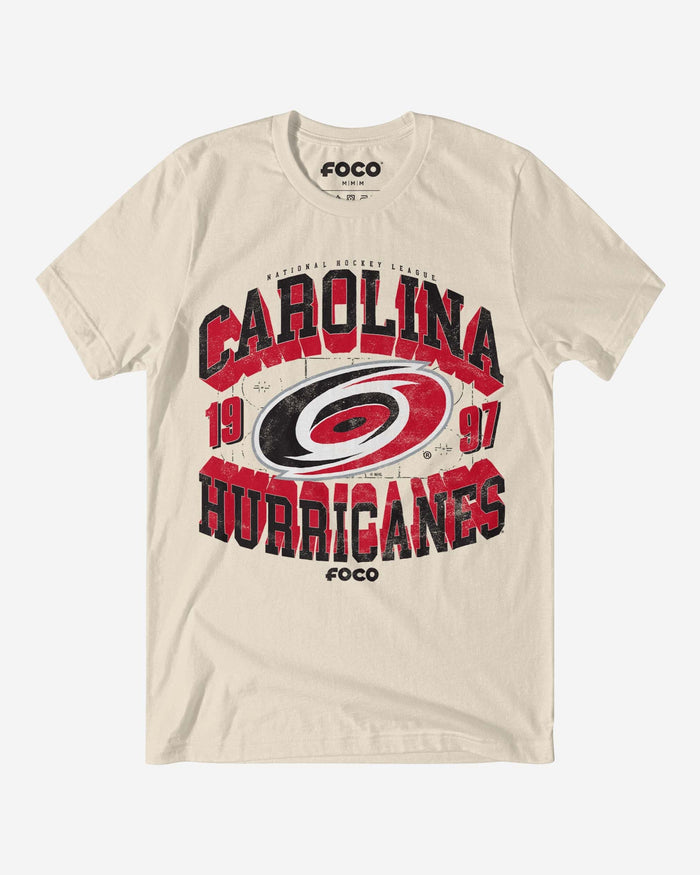 Carolina Hurricanes Rink Arched Wordmark T-Shirt FOCO Natural S - FOCO.com