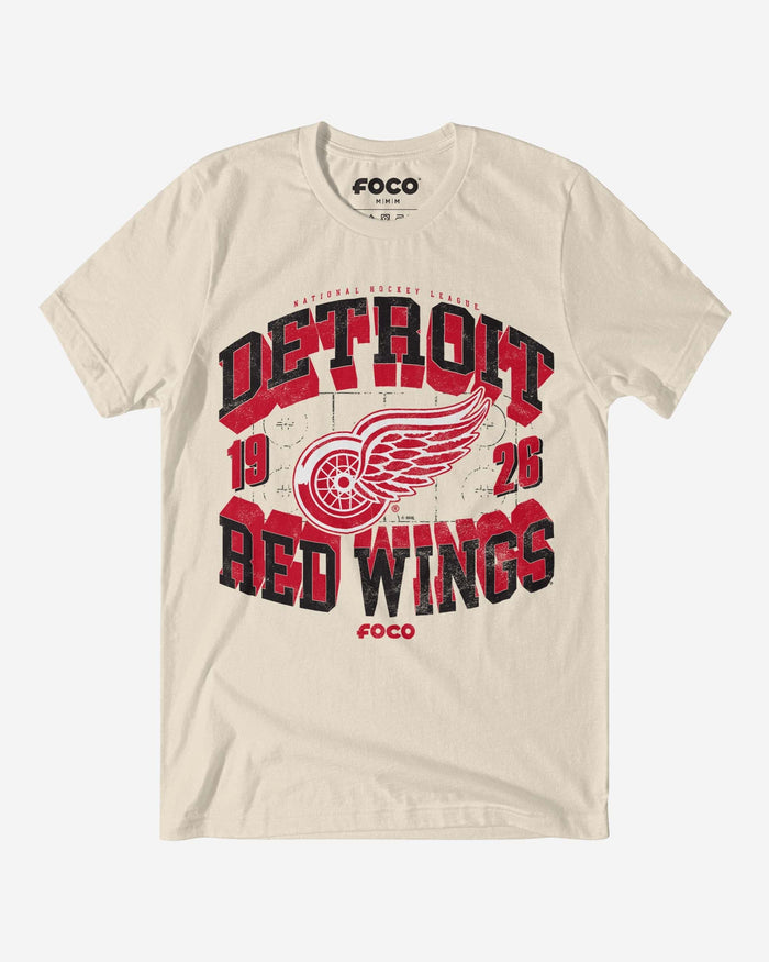 Detroit Red Wings Rink Arched Wordmark T-Shirt FOCO Natural S - FOCO.com