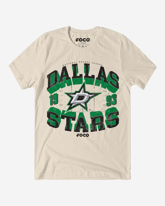 Dallas Stars Rink Arched Wordmark T-Shirt FOCO Natural S - FOCO.com