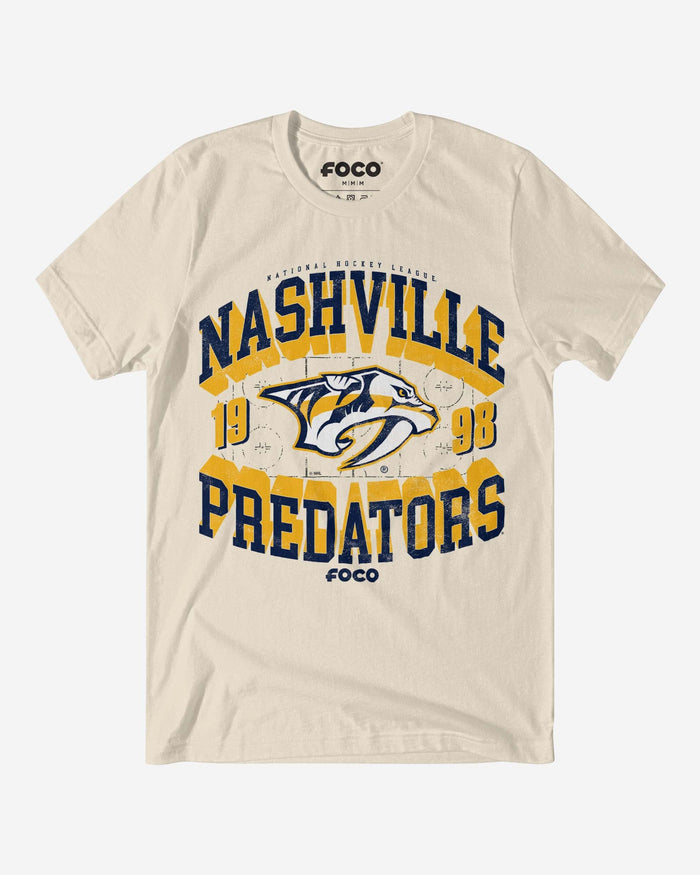 Nashville Predators Rink Arched Wordmark T-Shirt FOCO Natural S - FOCO.com