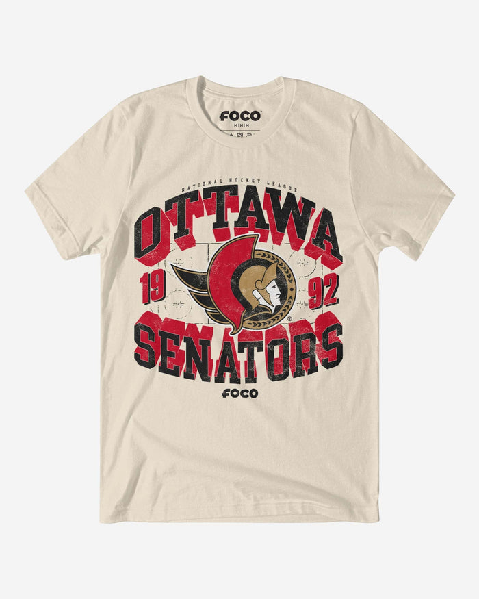 Ottawa Senators Rink Arched Wordmark T-Shirt FOCO Natural S - FOCO.com