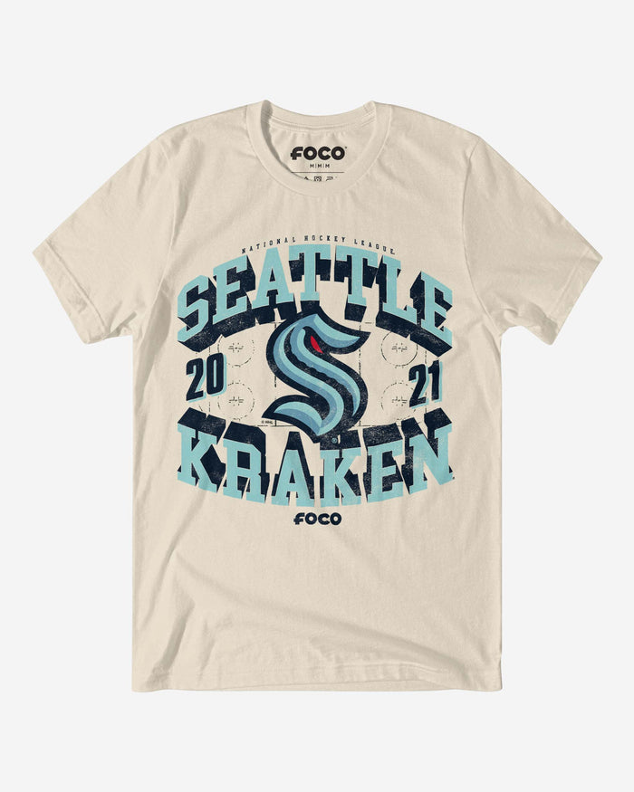 Seattle Kraken Rink Arched Wordmark T-Shirt FOCO Natural S - FOCO.com