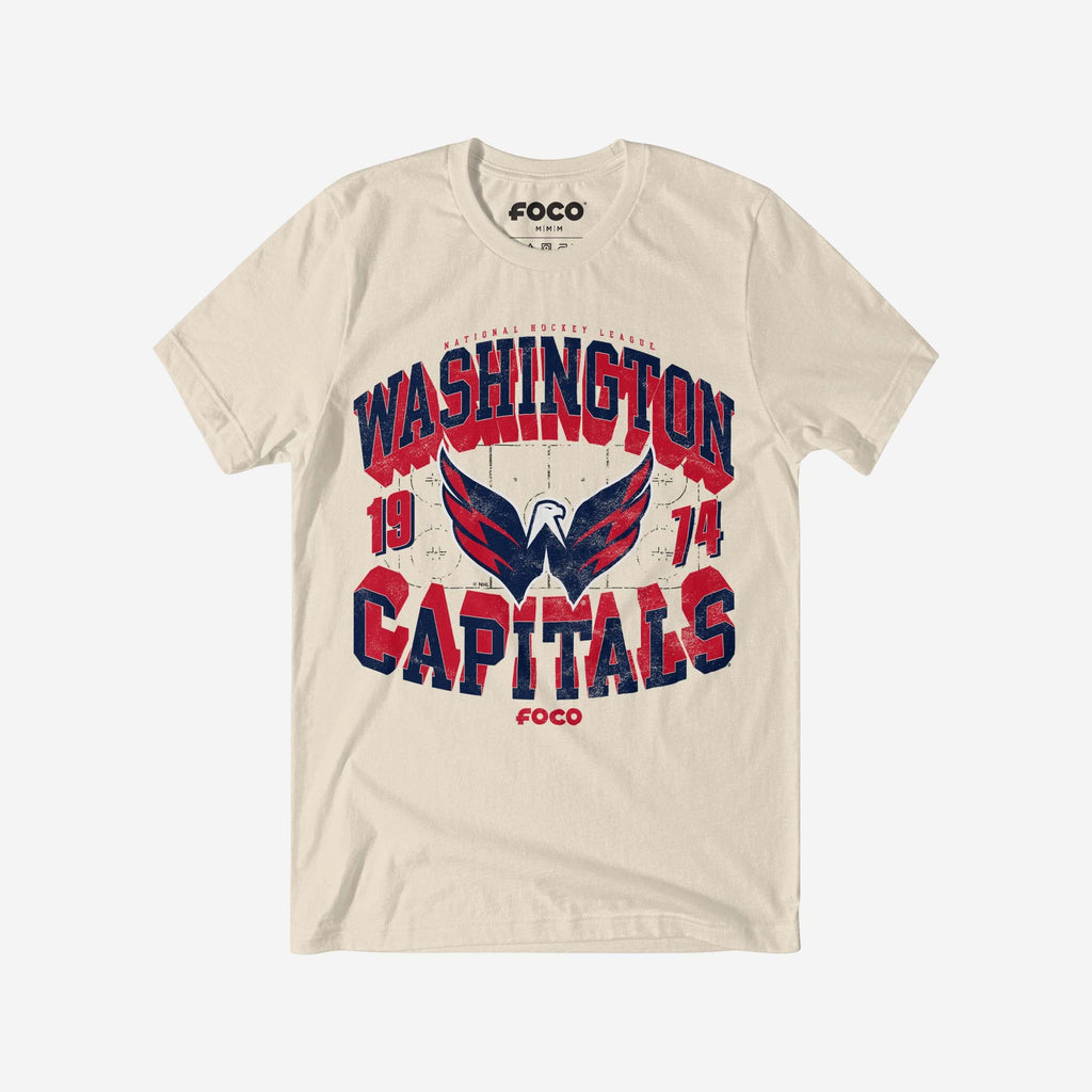 Washington Capitals Rink Arched Wordmark T-Shirt FOCO Natural S - FOCO.com