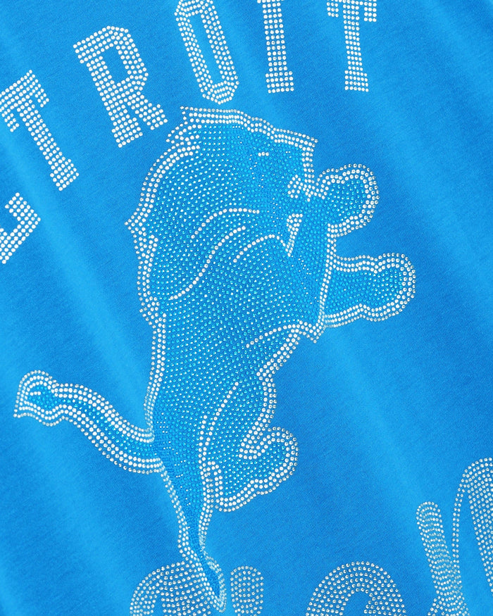 Detroit Lions Womens Rhinestone Logo Oversized T-Shirt FOCO S - FOCO.com