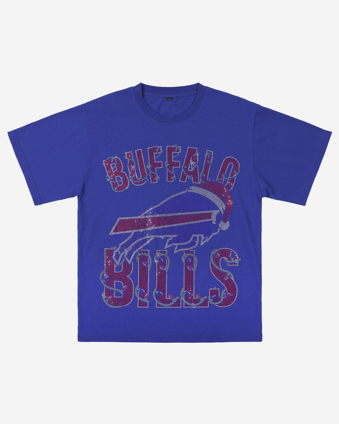 Buffalo Bills Womens Rhinestone Logo Oversized Holiday T-Shirt FOCO S - FOCO.com