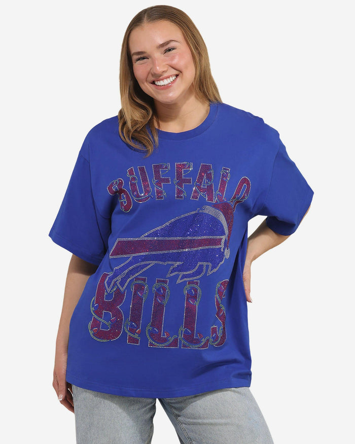 Buffalo Bills Womens Rhinestone Logo Oversized Holiday T-Shirt FOCO S - FOCO.com