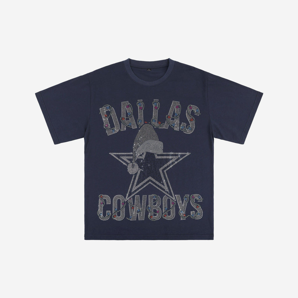 Dallas Cowboys Womens Rhinestone Logo Oversized Holiday T-Shirt FOCO S - FOCO.com