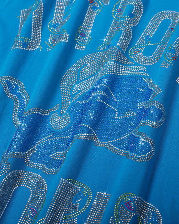 Detroit Lions Womens Rhinestone Logo Oversized Holiday T-Shirt FOCO S - FOCO.com
