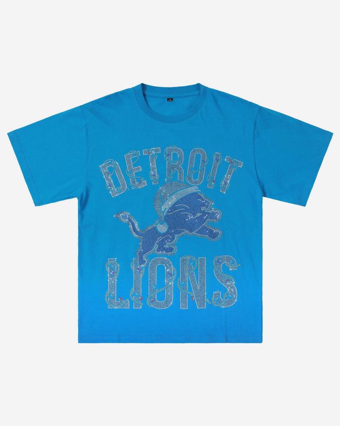 Detroit Lions Womens Rhinestone Logo Oversized Holiday T-Shirt FOCO S - FOCO.com
