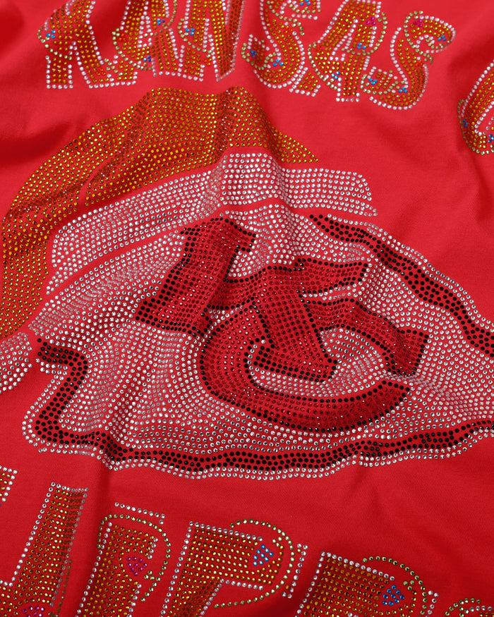 Kansas City Chiefs Womens Rhinestone Logo Oversized Holiday T-Shirt FOCO S - FOCO.com
