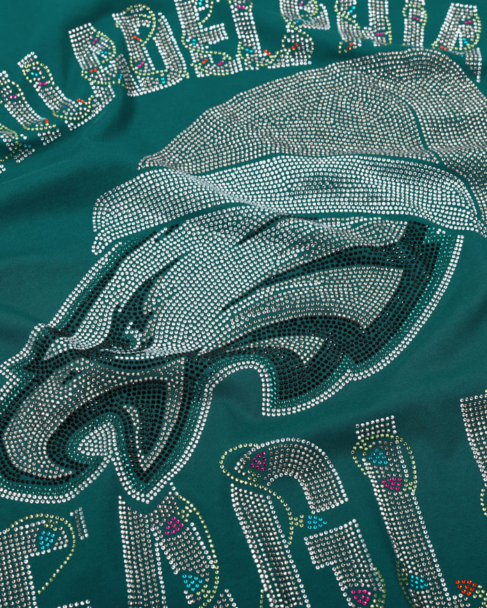 Philadelphia Eagles Womens Rhinestone Logo Oversized Holiday T-Shirt FOCO S - FOCO.com