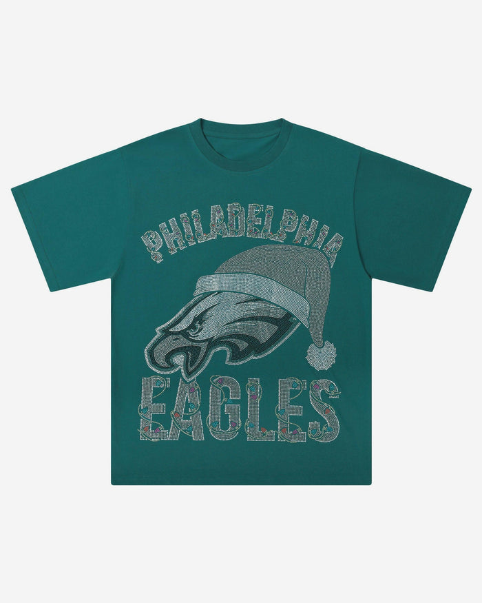 Philadelphia Eagles Womens Rhinestone Logo Oversized Holiday T-Shirt FOCO S - FOCO.com
