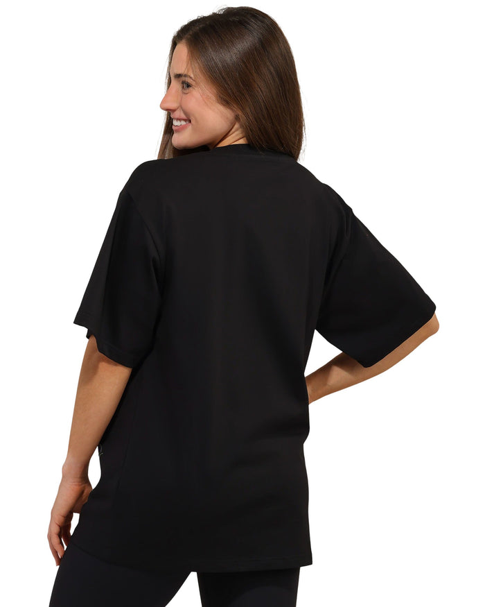 Pittsburgh Steelers Womens Rhinestone Logo Oversized Holiday T-Shirt