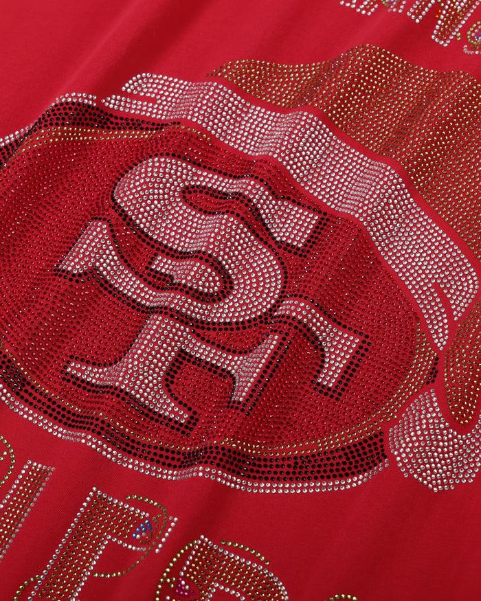 San Francisco 49ers Womens Rhinestone Logo Oversized Holiday T-Shirt FOCO S - FOCO.com