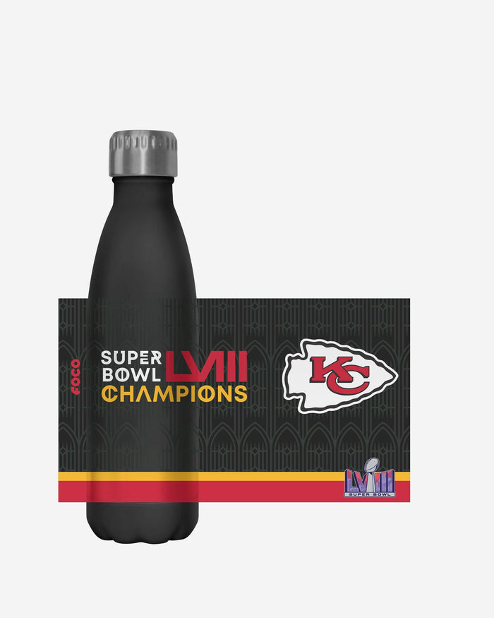 Kansas City Chiefs Super Bowl LVIII Champions Black 17 oz Stainless Steel Bottle FOCO - FOCO.com