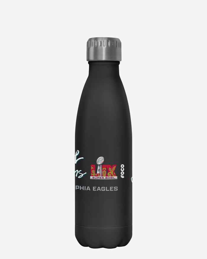 Philadelphia Eagles Super Bowl LIX Champions Black 17 oz Stainless Steel Bottle FOCO - FOCO.com