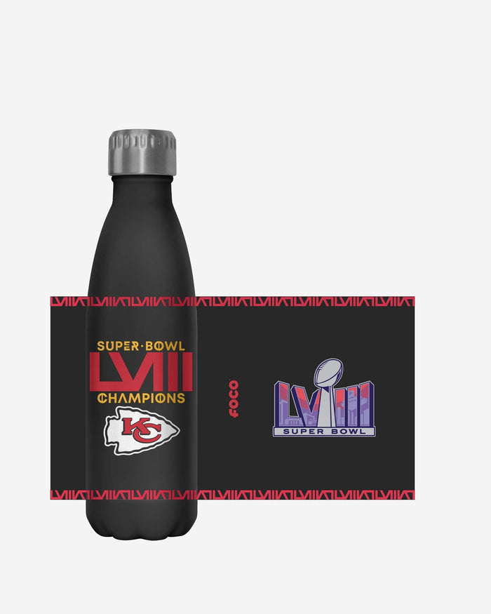 Kansas City Chiefs Super Bowl LVIII Champions Black Diamond 17 oz Stainless Steel Bottle FOCO - FOCO.com