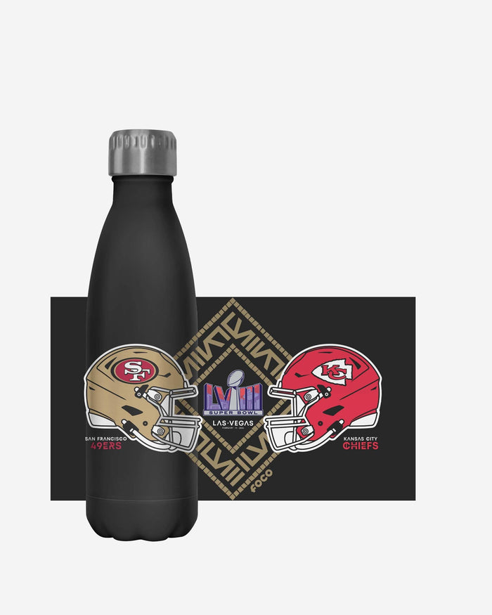 Kansas City Chiefs vs San Francisco 49ers Super Bowl LVIII Black 17 oz Stainless Steel Bottle FOCO - FOCO.com