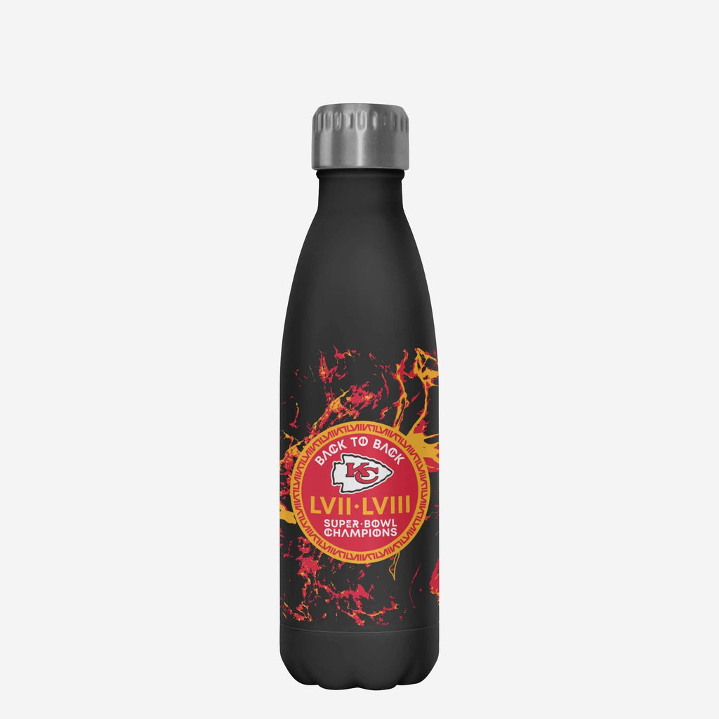 Kansas City Chiefs Super Bowl LVIII Champions Black Marble 17 oz Stainless Steel Bottle FOCO - FOCO.com