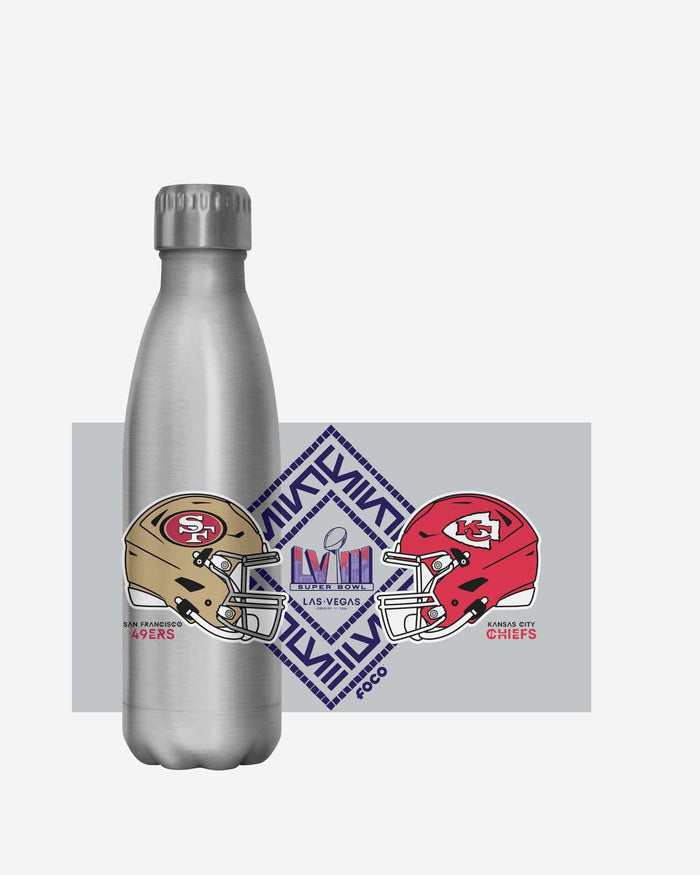 Kansas City Chiefs vs San Francisco 49ers Super Bowl LVIII Silver 17 oz Stainless Steel Bottle FOCO - FOCO.com