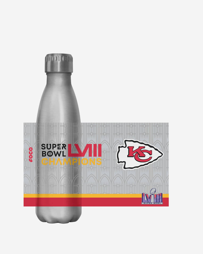 Kansas City Chiefs Super Bowl LVIII Champions Silver 17 oz Stainless Steel Bottle FOCO - FOCO.com