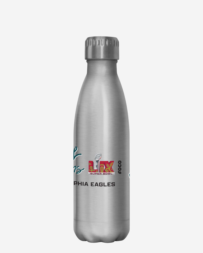 Philadelphia Eagles Super Bowl LIX Champions Silver 17 oz Stainless Steel Bottle FOCO - FOCO.com