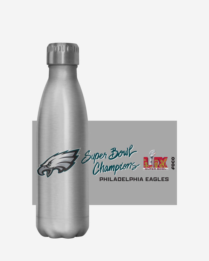 Philadelphia Eagles Super Bowl LIX Champions Silver 17 oz Stainless Steel Bottle FOCO - FOCO.com