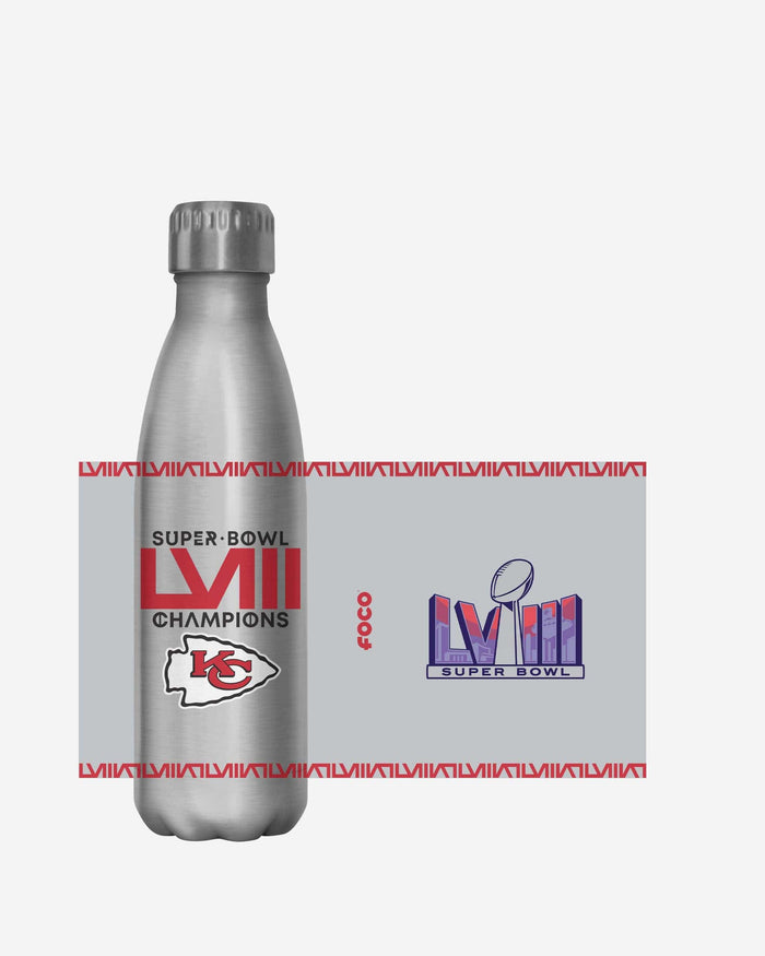 Kansas City Chiefs Super Bowl LVIII Champions Silver Diamond 17 oz Stainless Steel Bottle FOCO - FOCO.com