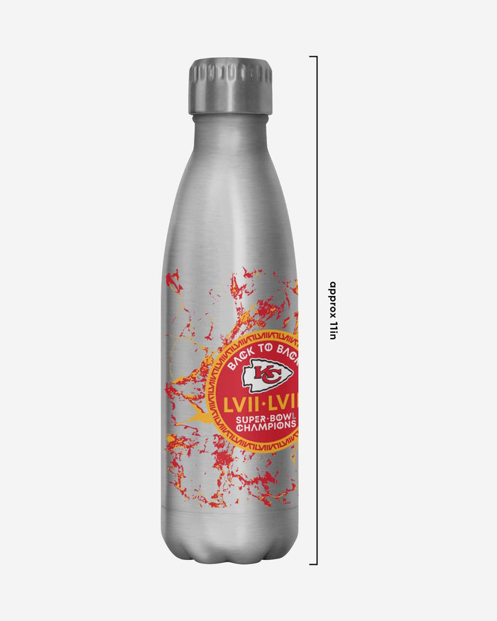 Kansas City Chiefs Super Bowl LVIII Champions Silver Marble 17 oz Stainless Steel Bottle FOCO - FOCO.com