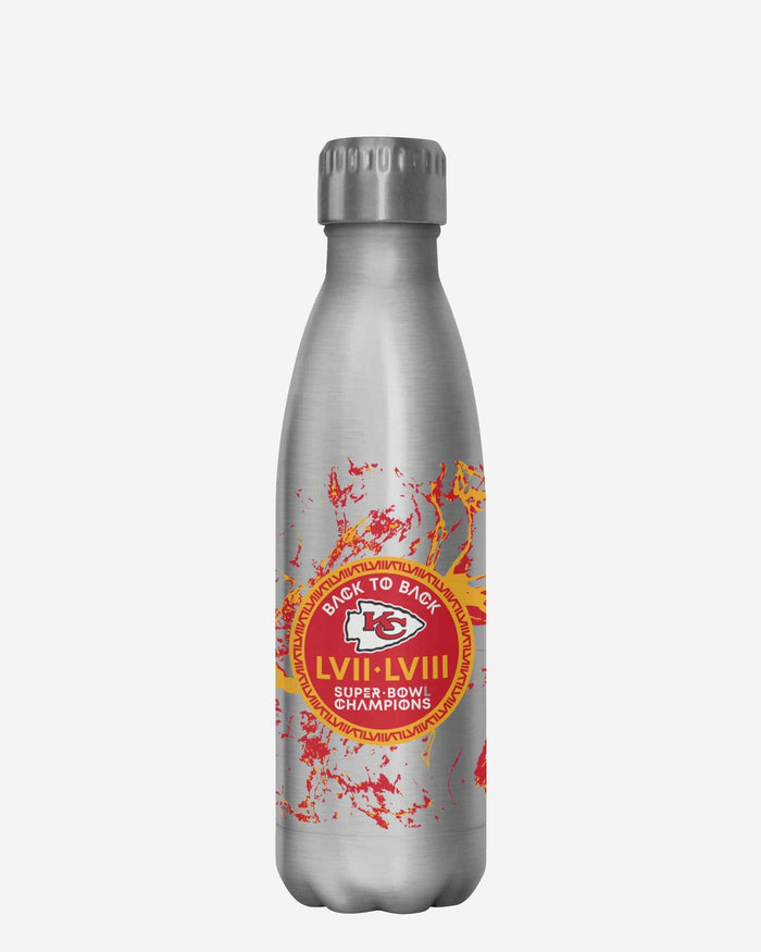 Kansas City Chiefs Super Bowl LVIII Champions Silver Marble 17 oz Stainless Steel Bottle FOCO - FOCO.com