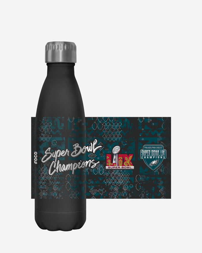 Philadelphia Eagles Super Bowl LIX Champions Stencil Black 17 oz Stainless Steel Bottle FOCO - FOCO.com