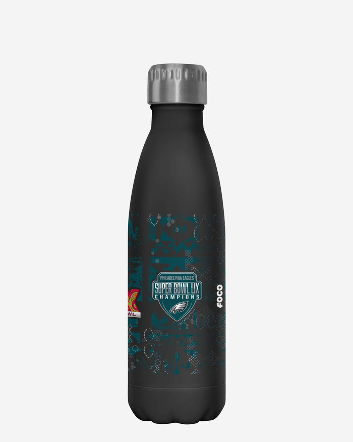 Philadelphia Eagles Super Bowl LIX Champions Stencil Black 17 oz Stainless Steel Bottle FOCO - FOCO.com