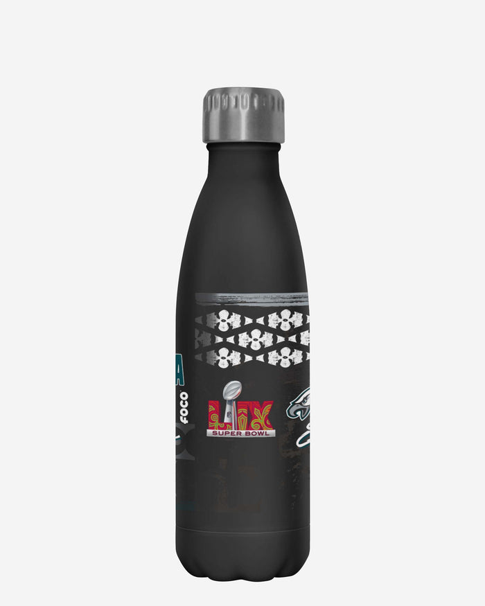 Philadelphia Eagles Super Bowl LIX Champions Stencil Black Diamond 17 oz Stainless Steel Bottle FOCO - FOCO.com