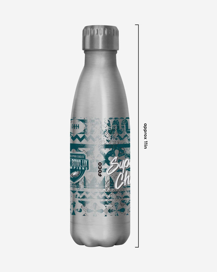 Philadelphia Eagles Super Bowl LIX Champions Stencil Silver 17 oz Stainless Steel Bottle FOCO - FOCO.com