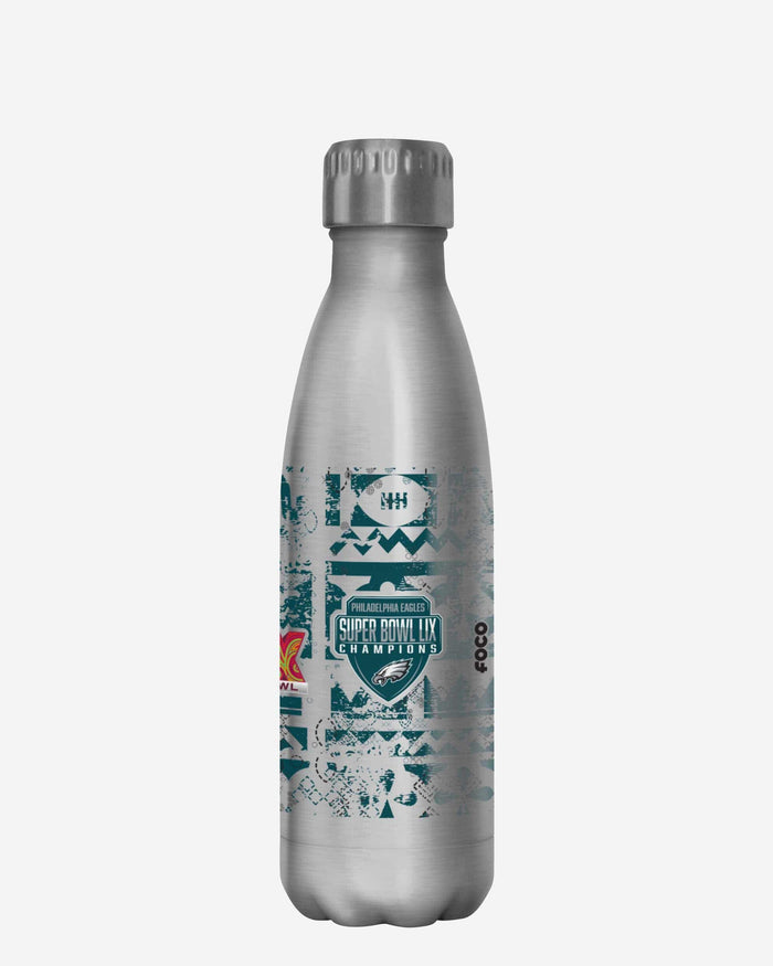 Philadelphia Eagles Super Bowl LIX Champions Stencil Silver 17 oz Stainless Steel Bottle FOCO - FOCO.com