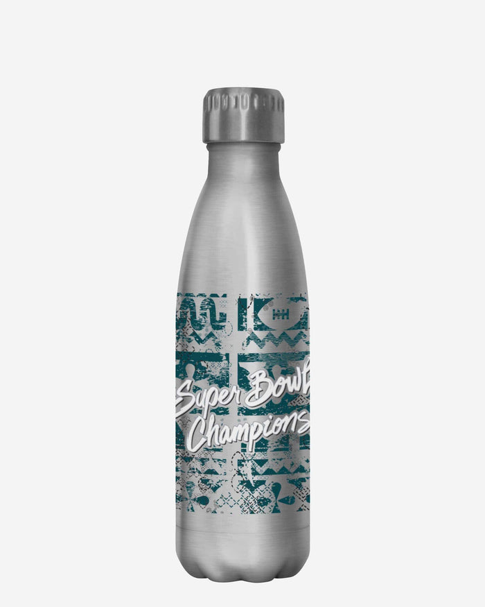 Philadelphia Eagles Super Bowl LIX Champions Stencil Silver 17 oz Stainless Steel Bottle FOCO - FOCO.com