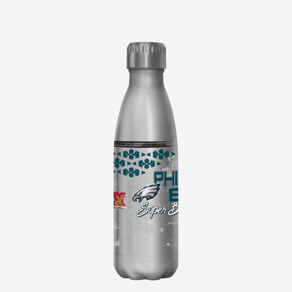 Philadelphia Eagles Super Bowl LIX Champions Stencil Silver Diamond 17 oz Stainless Steel Bottle FOCO - FOCO.com