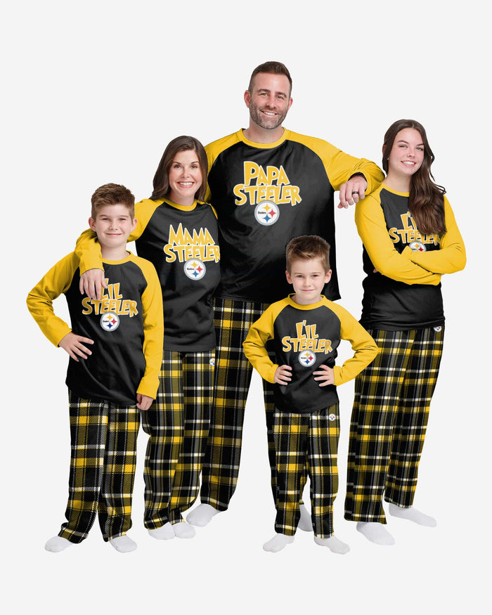 Pittsburgh Steelers Youth Plaid Family Holiday Pajamas FOCO - FOCO.com