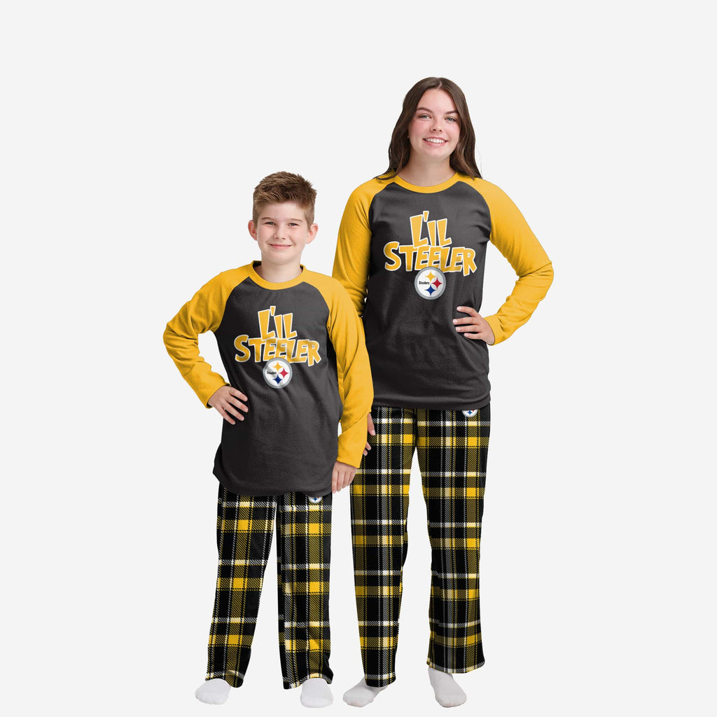 Pittsburgh Steelers Youth Plaid Family Holiday Pajamas FOCO 4 - FOCO.com