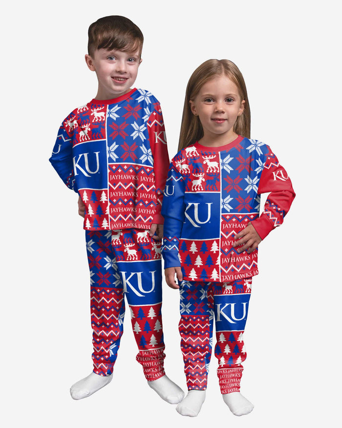 Kansas Jayhawks Toddler Busy Block Family Holiday Pajamas FOCO 2T - FOCO.com