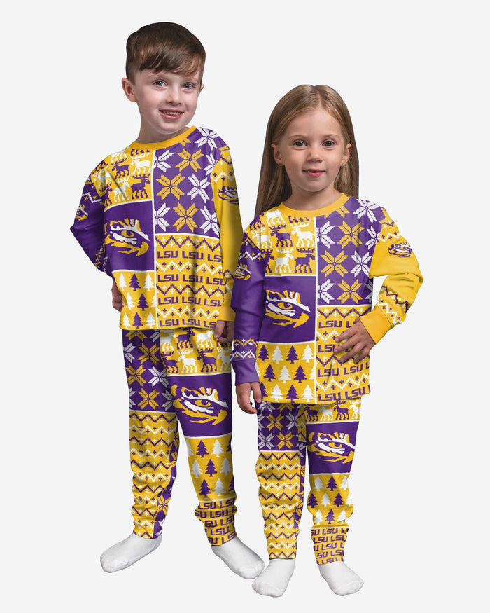 LSU Tigers Toddler Busy Block Family Holiday Pajamas FOCO 2T - FOCO.com