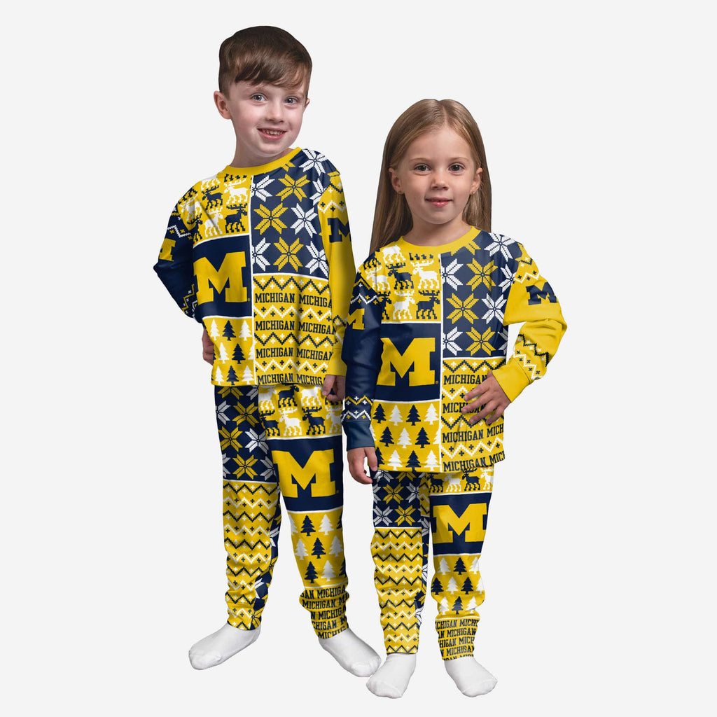 Michigan Wolverines Toddler Busy Block Family Holiday Pajamas FOCO 2T - FOCO.com